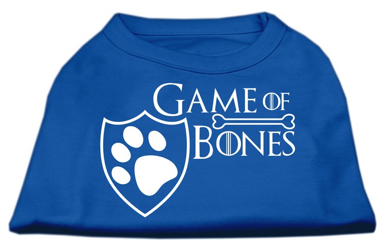 Game of Bones Screen Print Dog Shirt Blue Lg